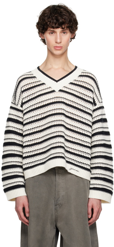 Photo: GANNI White & Black Striped Sweater