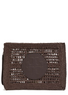 Tory Burch Ella Raffia Clutch - Dark Brown - One Size