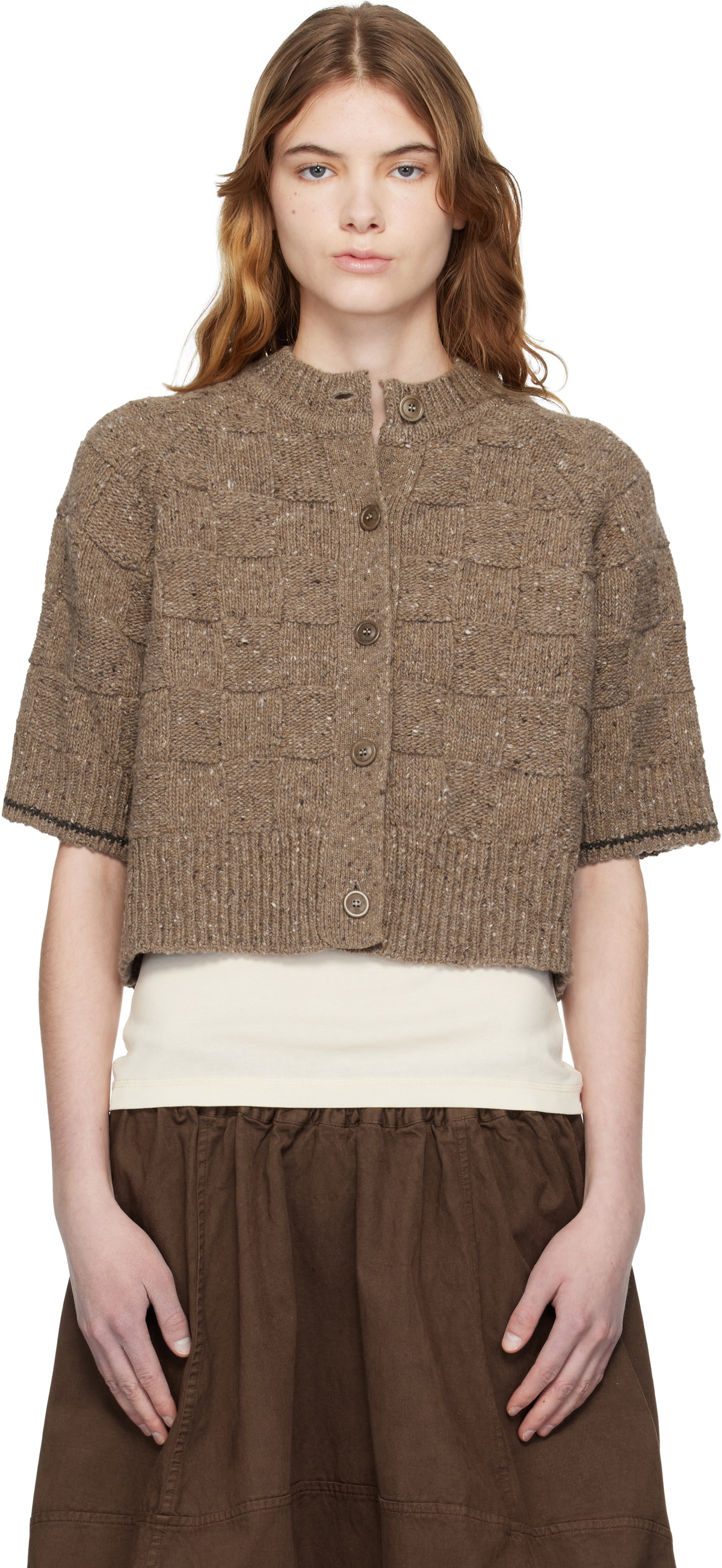 YMC Brown Kwai Knit Cardigan