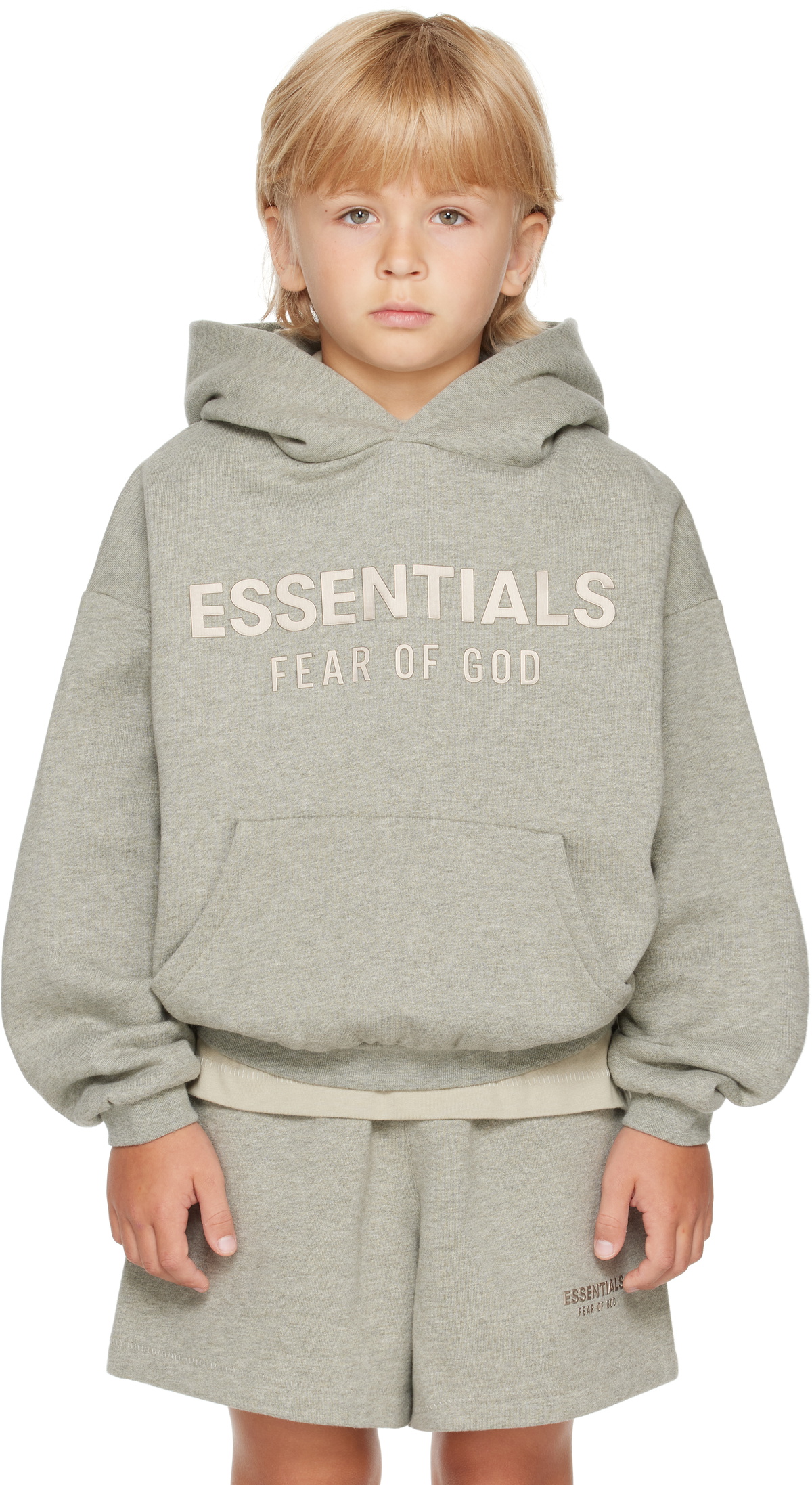 Fear of God ESSENTIALS Kids Gray Fleece Hoodie
