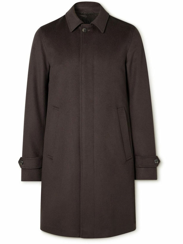 Photo: Herno - Brushed Wool and Cashmere-Blend Car Coat - Brown