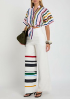 Cala DE LA Cruz Toya Striped Wide-leg Linen Trousers Stripe
