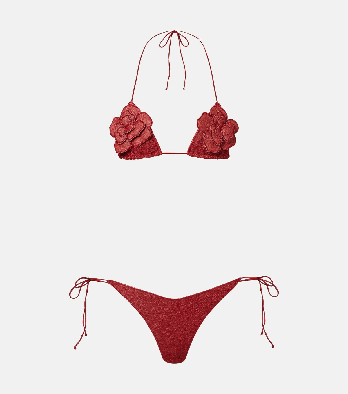 Oséree Lumière floral-appliqué lamé bikini