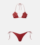 Oséree Lumière floral-appliqué lamé bikini