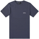 A.P.C. Men's Bastian Stripe T-Shirt in Dark Navy