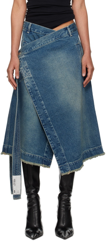 Photo: LU'U DAN Blue Wrap Denim Midi Skirt