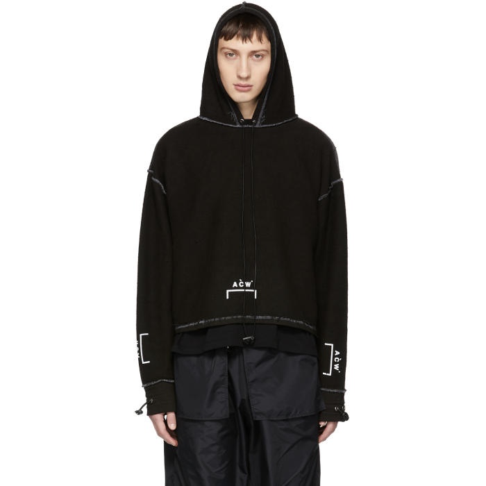 Photo: A-Cold-Wall* SSENSE Exclusive Black Shrink Wrap Corded Logo Hoodie 