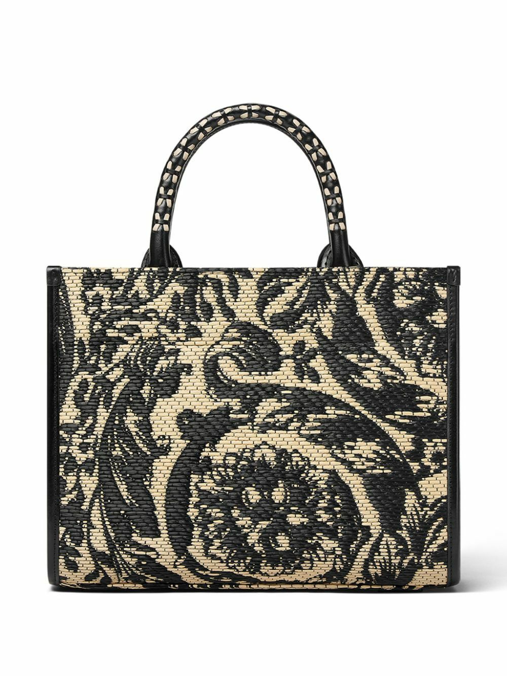 Versace Black Barocco Athena Small Raffia Tote Bag Versace
