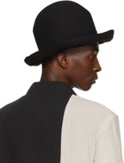 Yohji Yamamoto Black Designed Crown Fedora Hat