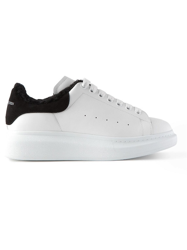 Photo: Alexander McQueen - Exaggerated-Sole Shearling-Lined Leather Sneakers - White