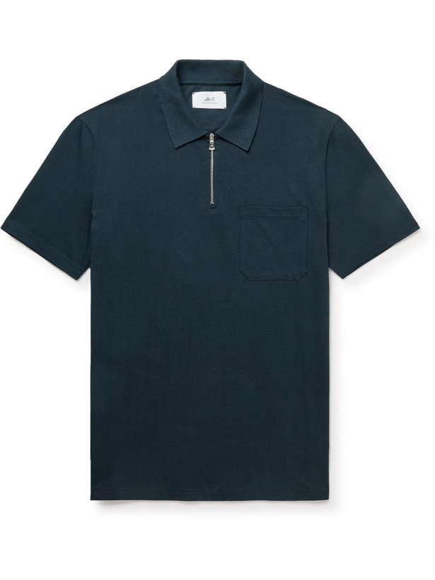 Photo: Mr P. - Mercerised Cotton-Jersey Polo Shirt - Blue