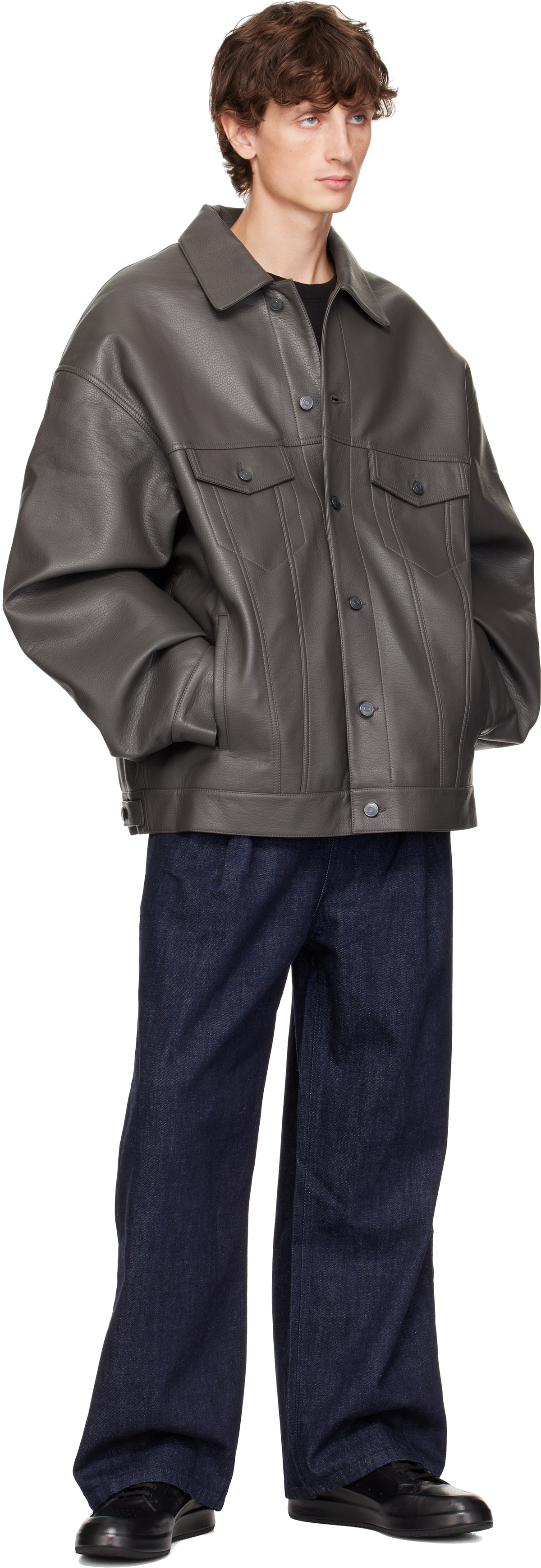 The Frankie Shop Gray Conan Faux-Leather Jacket