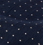 Drake's - 8cm Embroidered Polka-Dot Slub Silk Tie - Blue