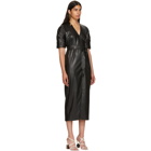 Nanushka Black Vegan Leather Penelope Wrap Dress