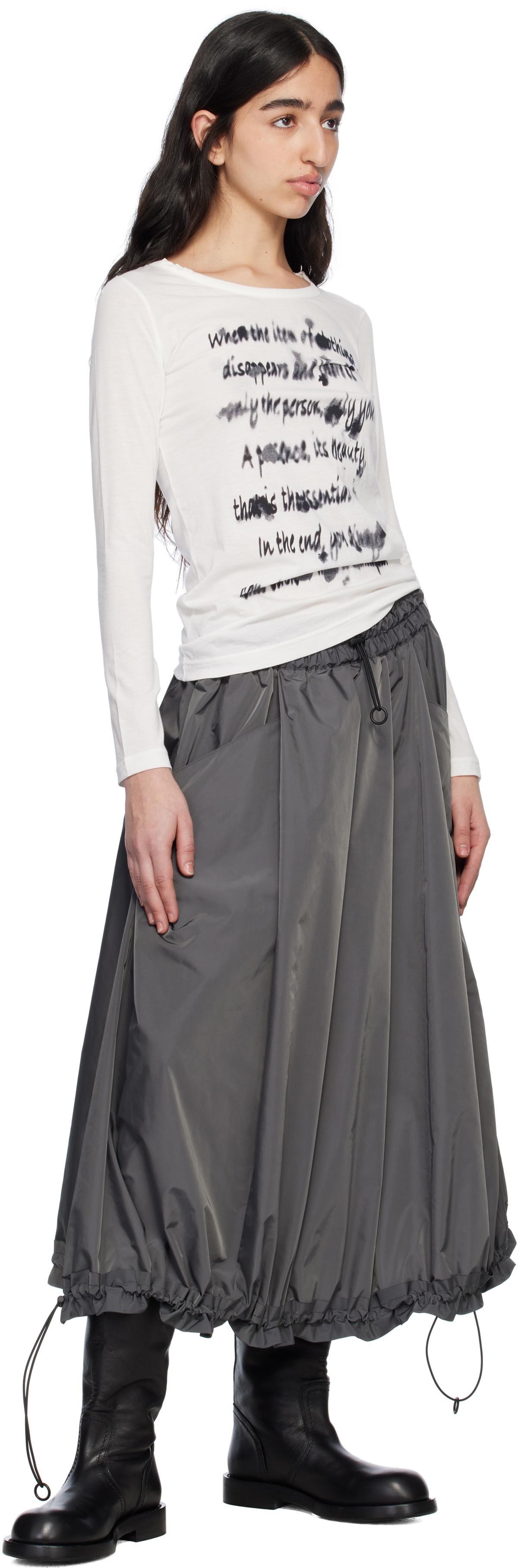 YOHJI YAMAMOTO White High Gauge Airy Jersey PT Long Sleeve T-shirt