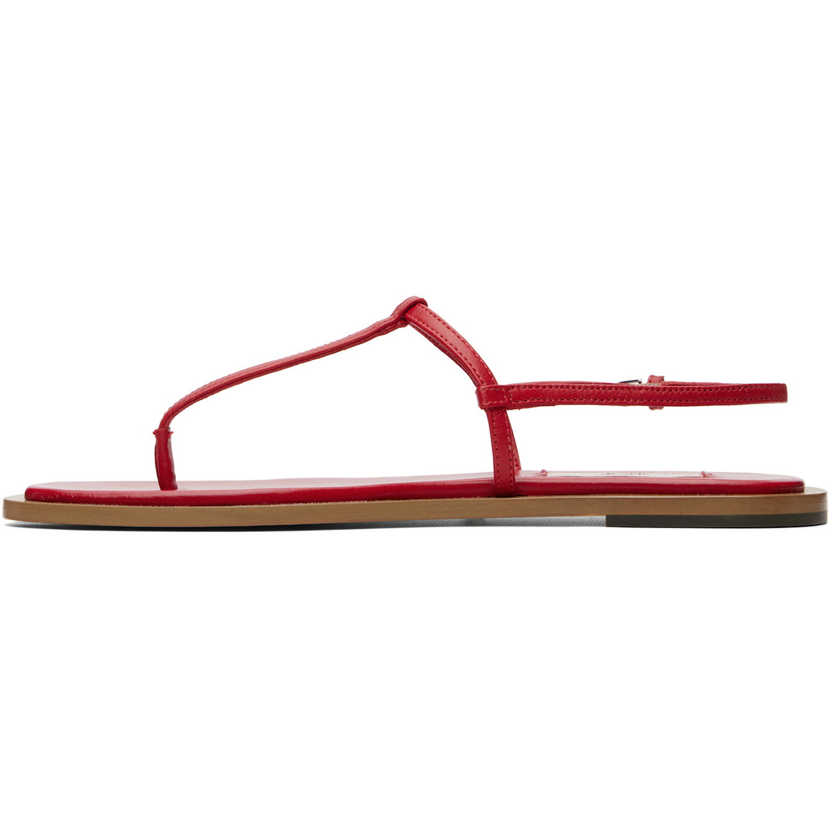 TOTEME Red T-Strap Nappa Sandals
