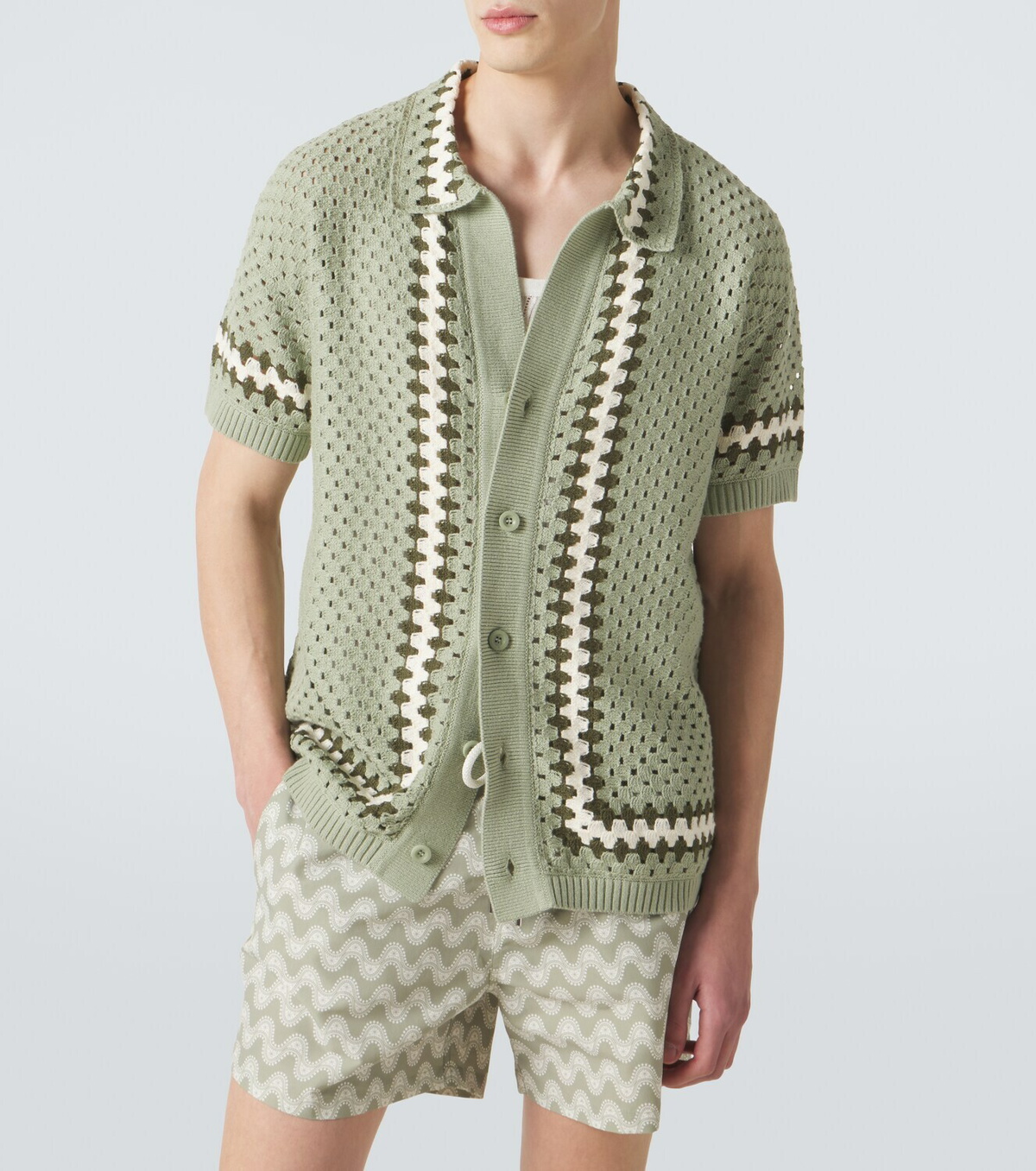 Frescobol Carioca Pinto crochet cotton bowling shirt