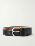 MORJAS - 3cm Croc-Embossed Leather Belt - Black