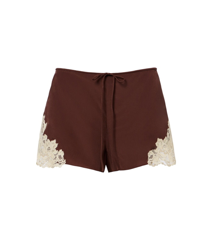 Photo: De La Vali Elia lace-trimmed crêpe de chine shorts