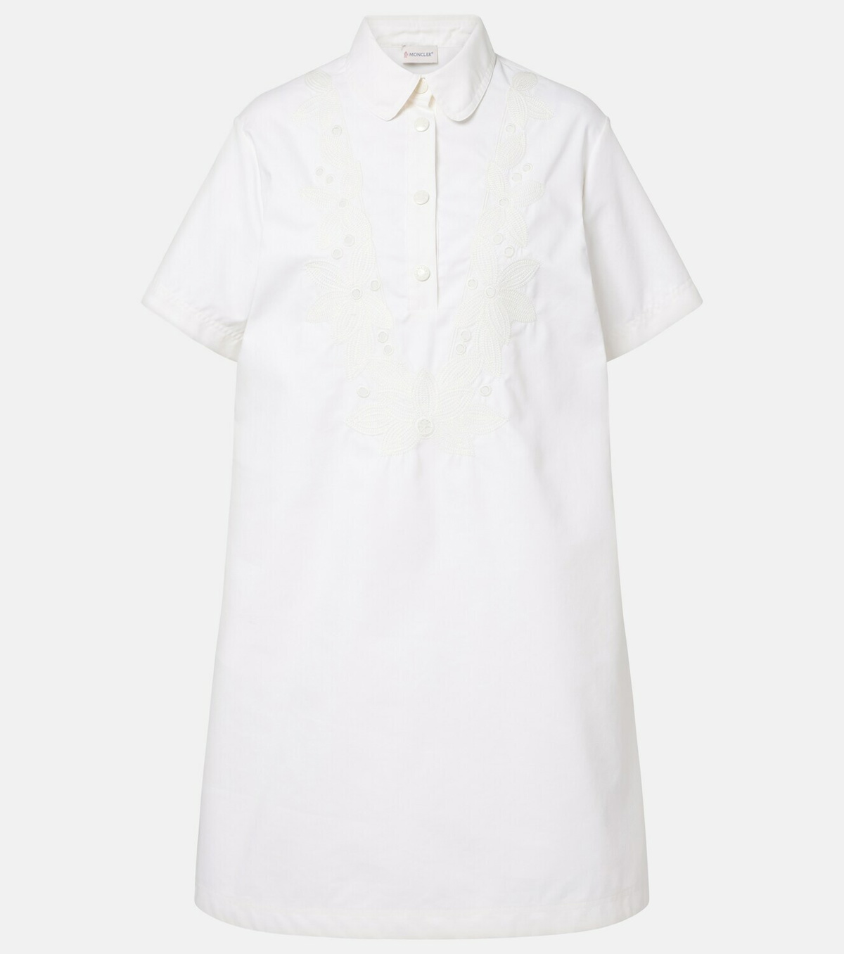 Moncler Embroidered cotton-blend poplin midi dress