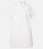 Moncler Embroidered cotton-blend poplin midi dress
