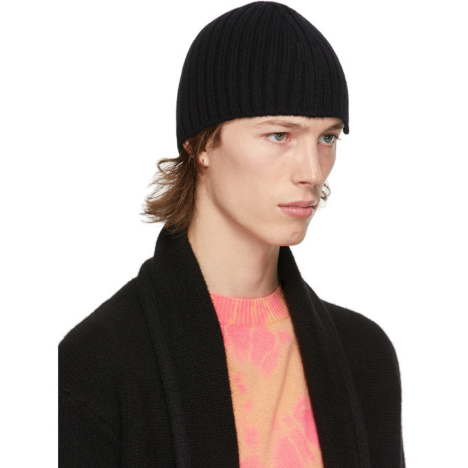 Stefan Cooke SSENSE Exclusive Black Wool Slashed Beanie Stefan Cooke