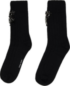 Simone Rocha Black Embellished Rose Ankle Socks