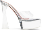 Amina Muaddi Silver Dalida Glass Plateau Heeled Sandals