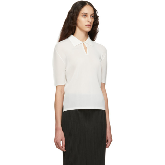 Pleats Please Issey Miyake White Mist March Polo Pleats Please