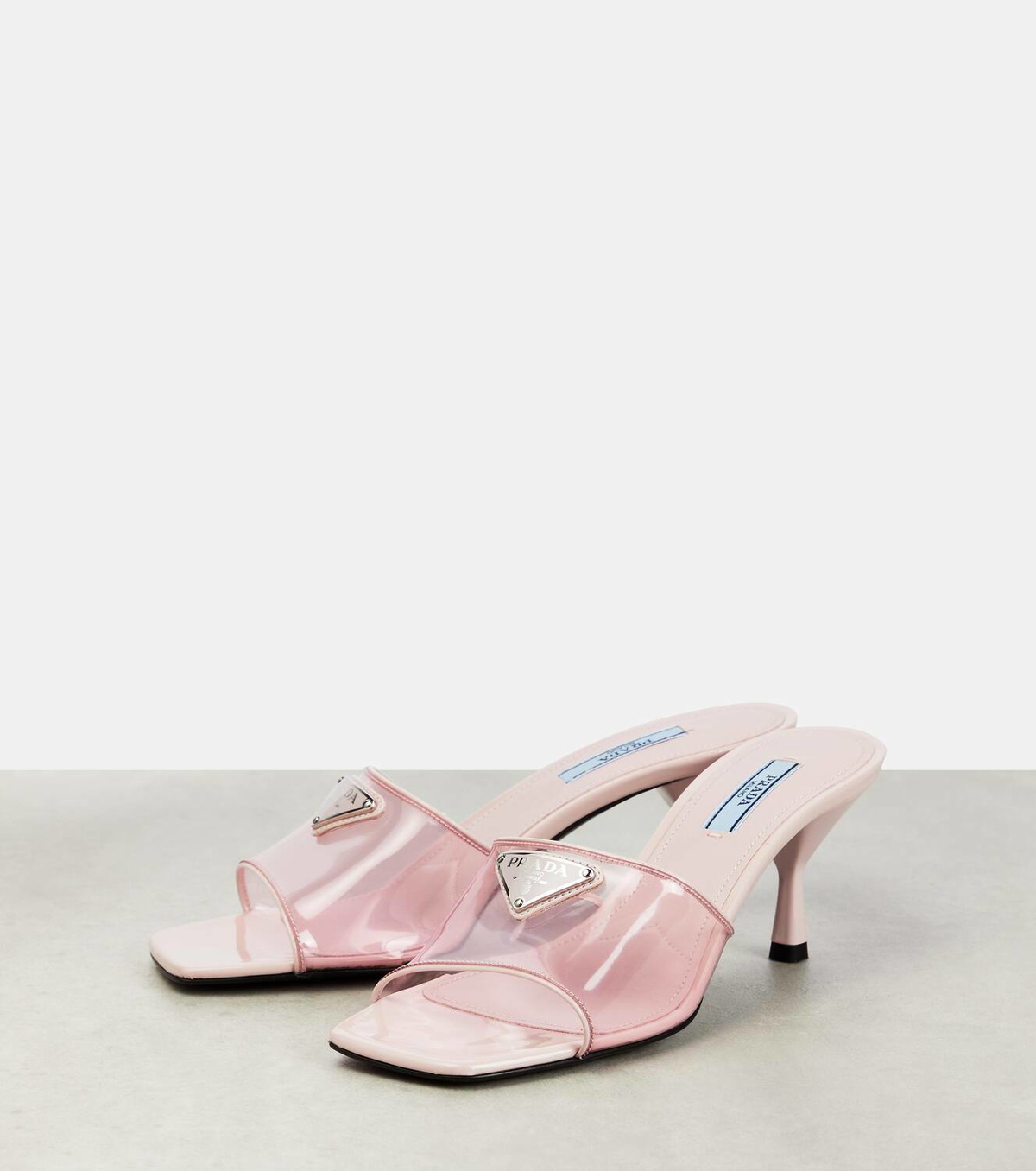 PRADA ピンク リボン付きミュール PRADA(プラダ)ピンクパテントリボン付きパンプス38 1/2 VERNICE2 - ella