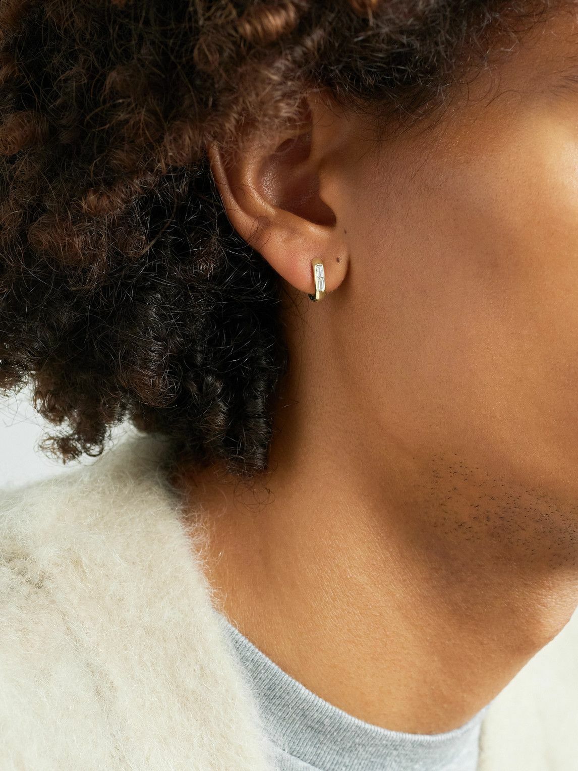 Foundrae - Fob Petite 18-Karat Gold Diamond Single Hoop Earring