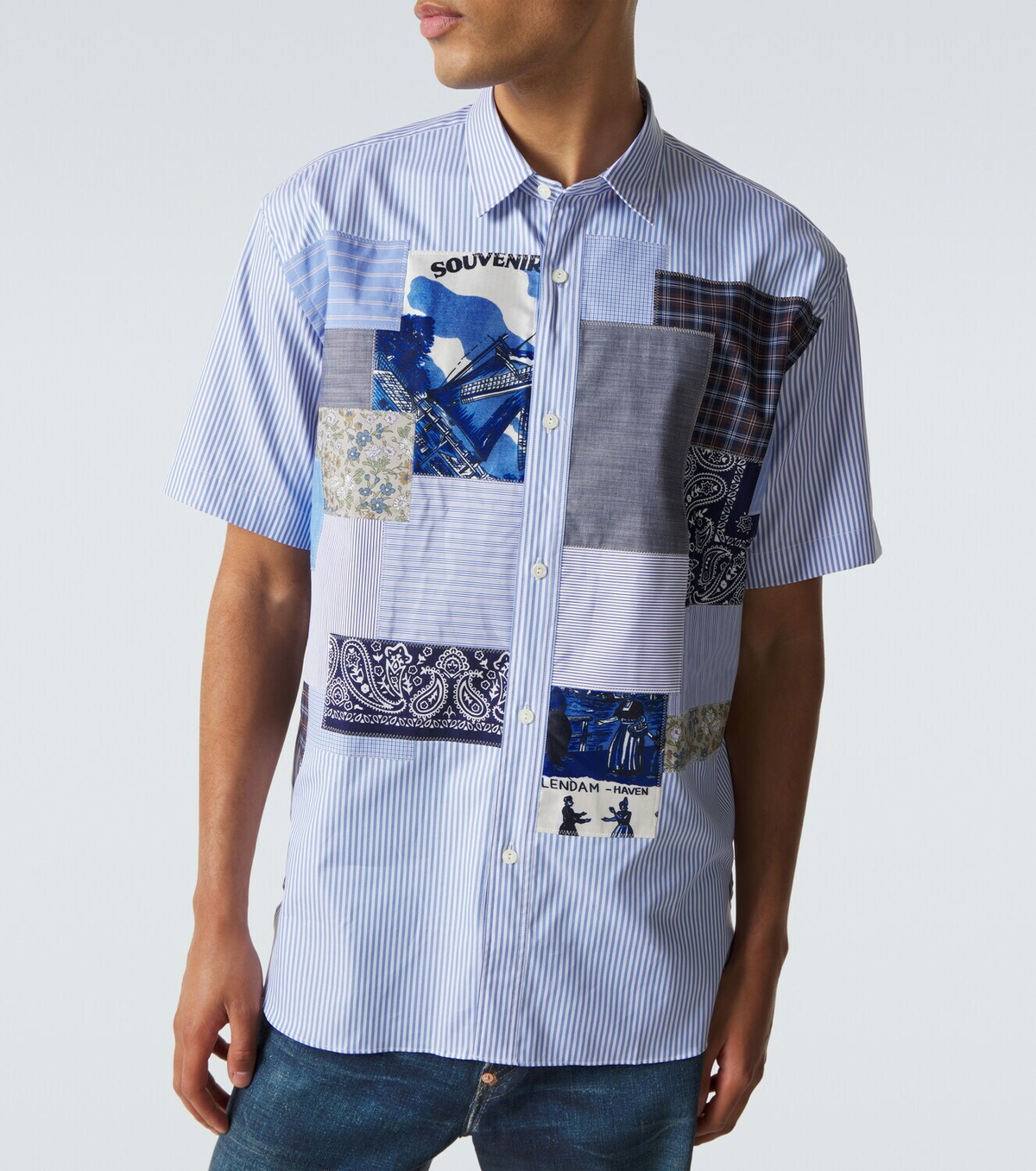 Junya Watanabe Patchwork striped cotton shirt