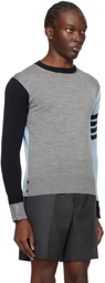 Thom Browne Blue & Gray Funmix 4-Bar Sweater