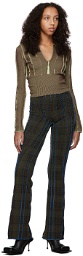 Helenamanzano Khaki 3D Stripe Twist Lounge Pants
