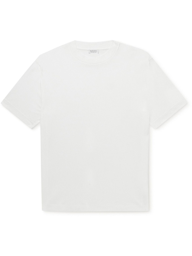 Photo: SUNSPEL - Pima Cotton-Jersey Mock-Neck T-Shirt - White