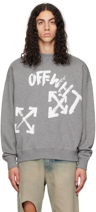 Photo: Off-White Gray Paint Script Skate Sweatshirt