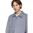 A.P.C. Navy and White Denim Striped Aaron Jacket