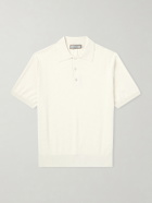 Canali - Cotton and Silk-Blend Polo Shirt - Neutrals