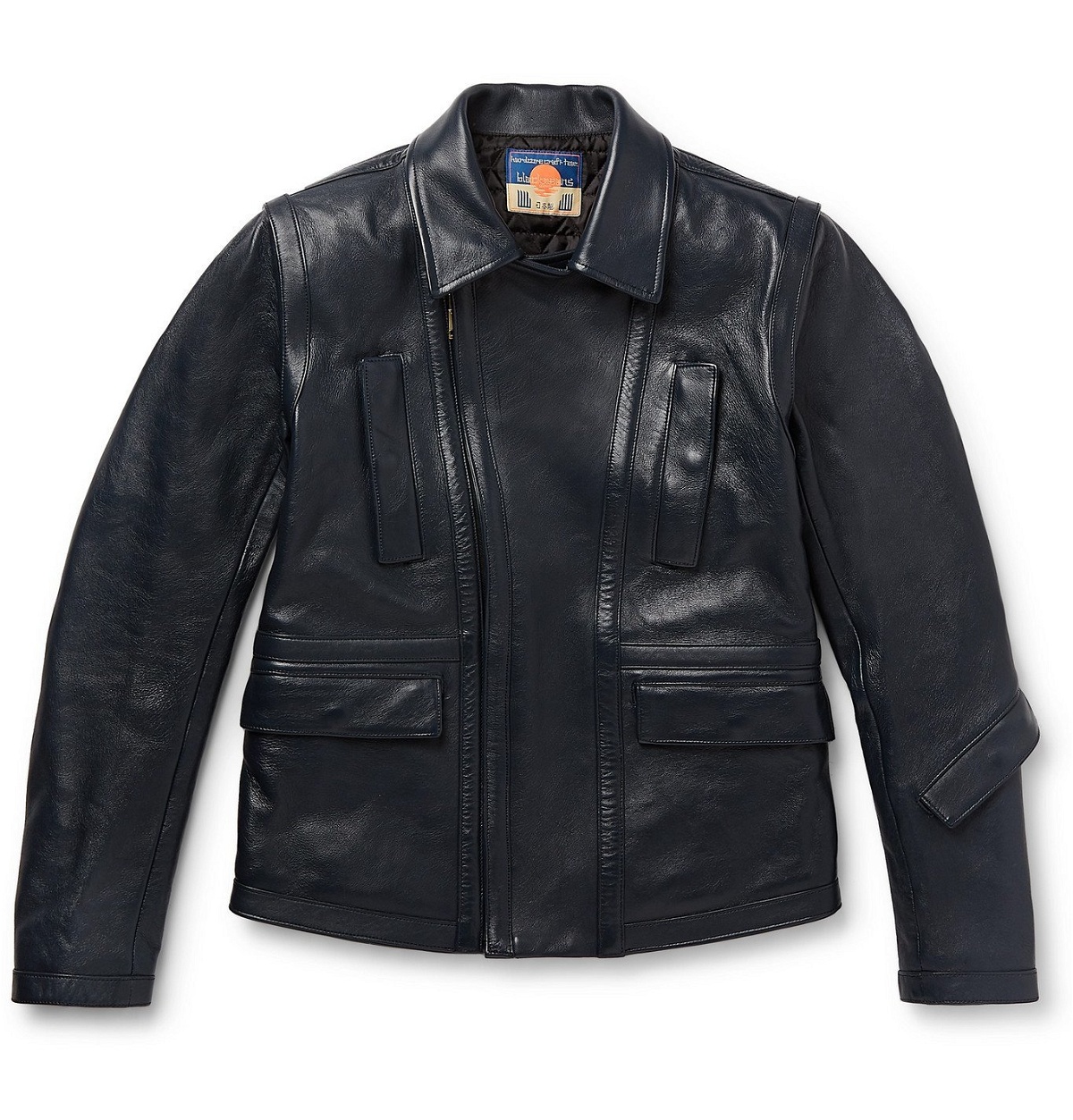 Photo: Blackmeans - Slim-Fit Leather Biker Jacket - Blue