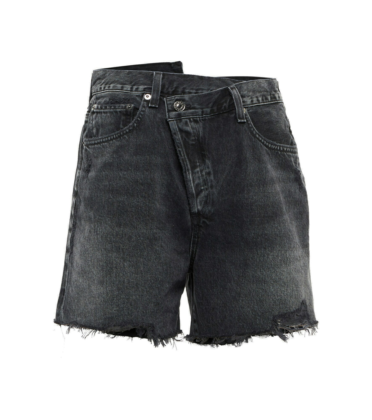 Rhoda pleated high-rise denim shorts in black - Agolde
