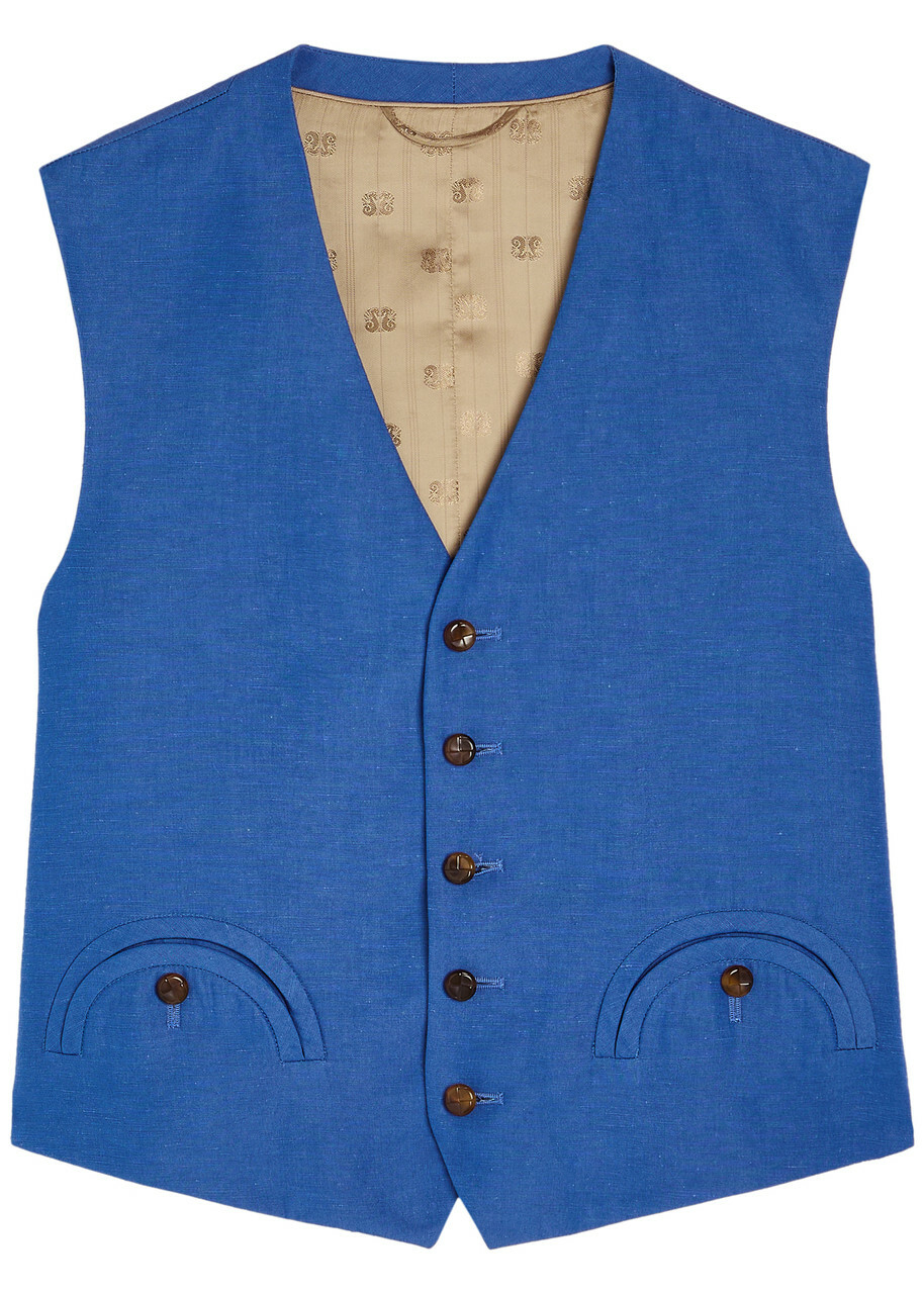 Blaze Milano Feral Silk and Linen-blend Vest Blue