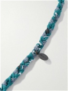 Mikia - Bandana Cotton, Silver and Multi-Stone Beaded Necklace