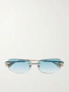 DITA - Trysim.75 Square-Frame Gold and Silver-Tone Titanium Sunglasses