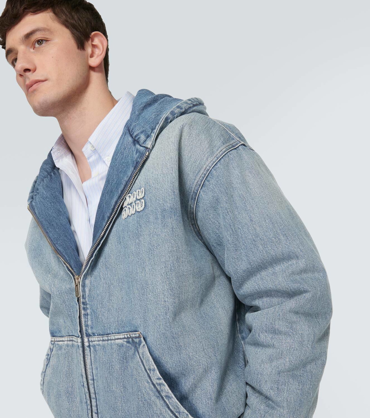 Miu Miu Logo denim hoodie Miu Miu
