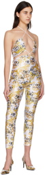 Versace Jeans Couture White & Yellow Printed Jumpsuit