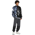 JERIH Black and Navy Tie-Dye Colorblock Jacket