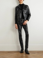 CELINE - Lou Straight-Leg Panelled Leather Trousers - Black