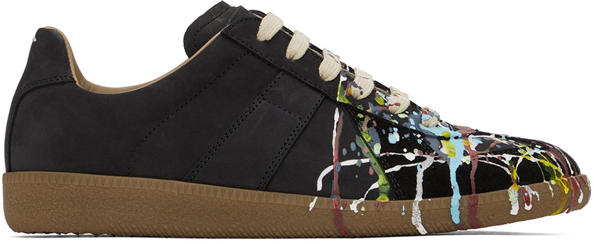 【無料郵送/関税込/正規品】 Maison Margiela Replica Painted S Maison Margiela Replica Paint Splatter Leather & Suede Low