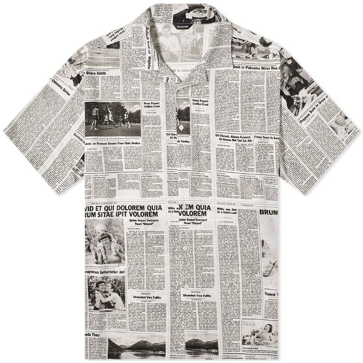 Photo: Balenciaga Short Sleeve Newspaper Print Shirt