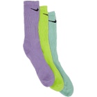 ERL Three-Pack Nike Edition Multicolor Logo Socks